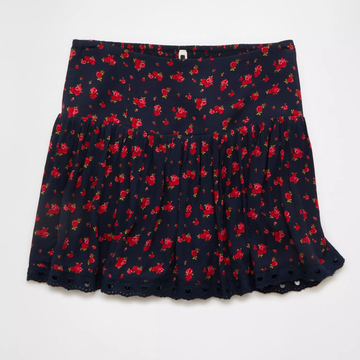 High‑Waisted Tiered Eyelet Hem Women's Mini Skirt