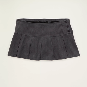 Side Button Wide Waistband Pleated Built‑in Shorts Women's Micro Skirt